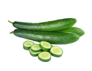 Fresh sliced   cucumber on  transparent png
