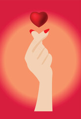 Korean symbol hand heart, Love Gesture, Finger Heart Vector
