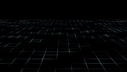 Technology wireframe landscape. Perspective grid. Digital space. Colorful mesh on a black background. 3D rendering