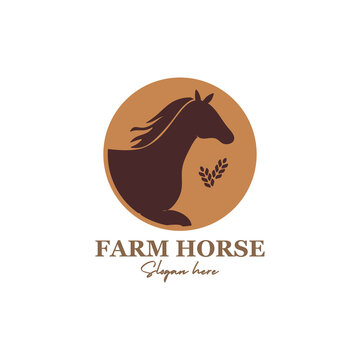 Horse silhouette for vintage retro western country farm farm logo design