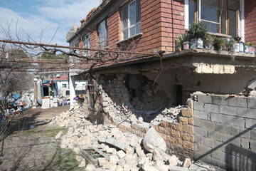 KAHRAMANMARAS, TURKEY- Post-earthquake view of Evri Village in Pazarcik district, epicenter of the 7.7-magnitude earthquake centered in Kahramanmaras. FEBRUARY 10, 2023