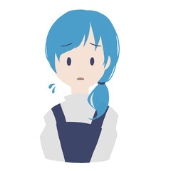 人物シンプル困った顔のエプロン姿の女性