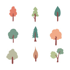 Isolated of trees on the white background. Vector EPS 10.
