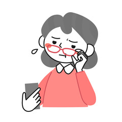 老眼のためスマホが見えにくくて困るシニア女性
