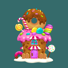 Sweet cartoon fairy tale house. Fantasy vector art
