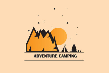 Retro adventure camping logo design template