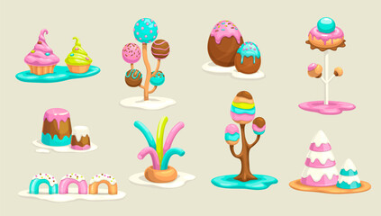 Sweet fantasy objects for candy land design