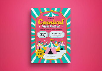 Pink Flat Style Carnival Flyer Layout