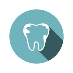 Tooth enamel, flat icons in circles with long shadows vector illustration
