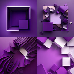 Arrière plan géométrique 3d, violet - Générative IA
