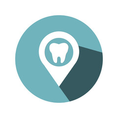 Dental location,flat icons in circles with long shadows vector illustration