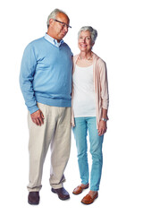 A happy senior husband looking to his wife with affection and love isolated isolated on a png background.