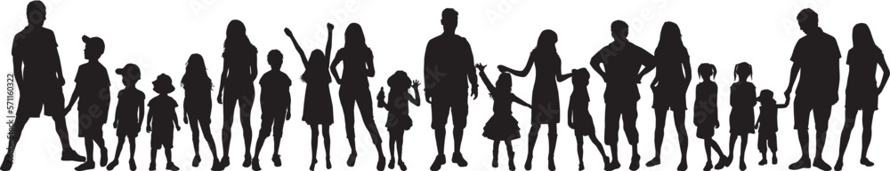 Sticker Vector silhouette of family.	