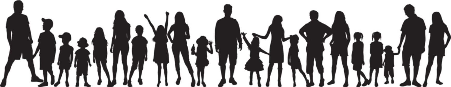 Vector silhouette of family.	