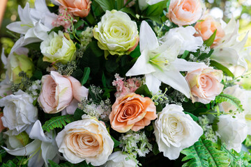 Beautiful mixed flowers of various colors that are suitable for use as a background.