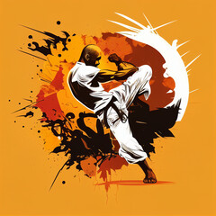 Capoeira fighter man colorfull graphic 