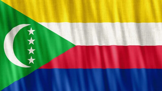 Comoros National Flag. Seamless loop animation closeup waving. 