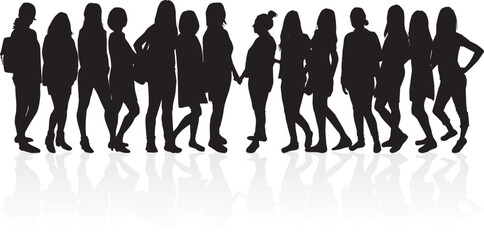 Women silhouettes on a white background.	
