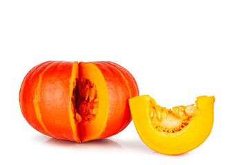 Pumpkin and slice isolated on white background
