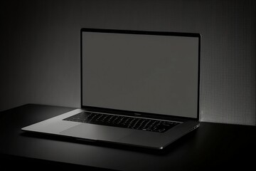 Laptop Mockup with Blank Space Dark Background Made with Generative AI