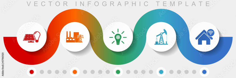 Poster industry and technology infographic vector template with icon set, miscellaneous icons such as renew