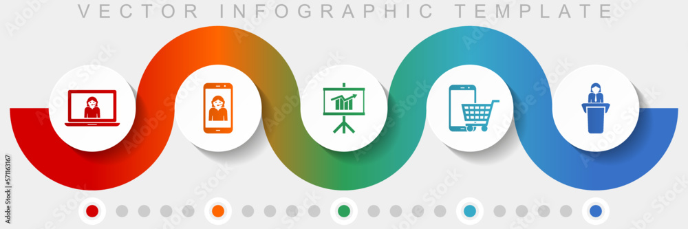Poster Online store infographic vector template with icon set, miscellaneous icons such as customer service, seminar, cart and learning for webdesign and mobile applications