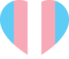 Blue, pink and white colored heart icon, as the colors of the transgender flag. LGBTQI concept. Flat design illustration.
