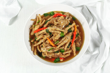 Chicken Feet Soup, hot and spicy soup made from chicken feet.