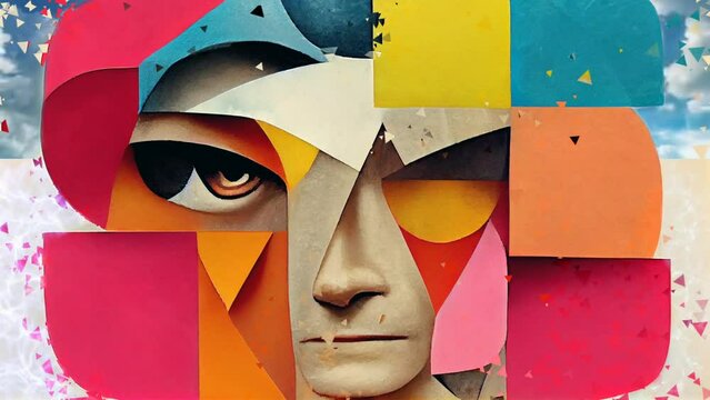 Mental States collage aesthetic animation dynamic image cinemagraph concept imagination, creativity, thought, cognition, mental health, thinking, concept, madness, mania (generative AI, AI)