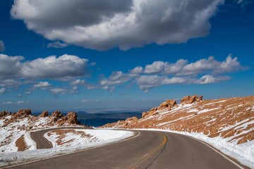 Fototapeta premium A long way down the road going to Colorado Springs, Colorado