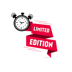 Limited edition label for exclusive quality product design. Label countdown of time for offer sale or exclusive deal. flat Vector illustration.