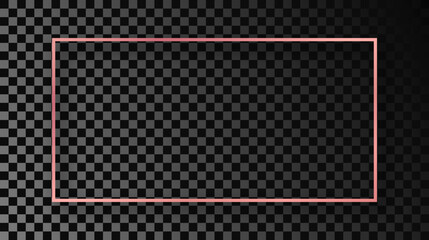 Rose gold glowing rectangular shape frame with shadow