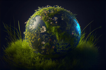 illustration of earth day banner, for environment safety celebration. AI