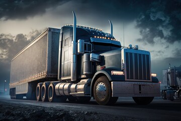 Fototapeta na wymiar 18 wheeler big truck photo for background or prints graphic design
