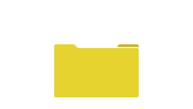 Animated cheerful yellow folder with bank documents. Storage of important documents information in archive. Cartoon looped video isolated on white background