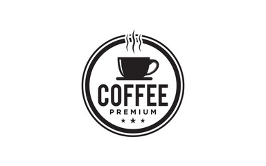 Coffee Cup Stamp for Cafe Label Emblem logo design template