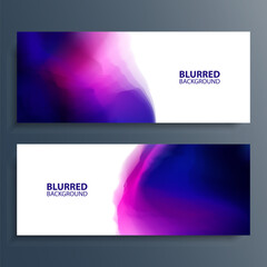 Set of blurred multicolored horizontal banners with dark colored gradients. Vibrant color smoke backgrounds. Vector illustration.	
