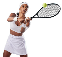 A woman playing a tournament with copy space. Sporty, active and professional athlete playing a...