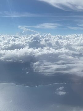 The scenery of clouds above the coastal area of the Pacific Ocean