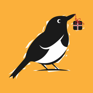 Clever magpie icon. Native magpie icon. Simple illustration of native magpie icon