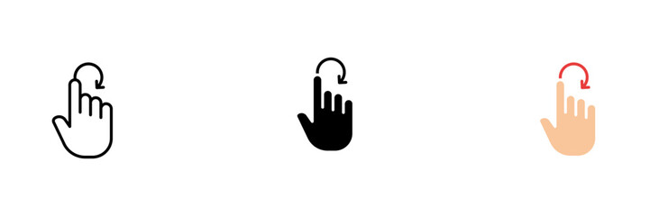 Click the hand icon. Selection, touchpad, website scrolling, smartphone touch screen. Vector set icon in line, black and colorful styles isolated on white background