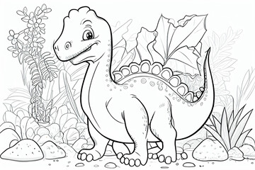 Dinosaurier als Ausmalbild für Kinder - Generative Ai