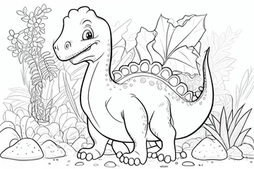 Papier Peint photo Dinosaures Dinosaurier als Ausmalbild für Kinder - Generative Ai