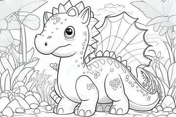 Rucksack Dinosaurier als Ausmalbild für Kinder - Generative Ai © Sarah