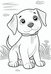 Hund als Ausmalbild für Kinder - Generative Ai