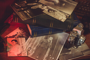 Old Photo album, concept of old school style 70-80s, Nostalgia for retro photos
