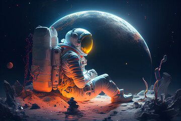 Ein Blick in die Zukunft: Ein Astronaut erkundet neue Welten im Universum - Generative Ai