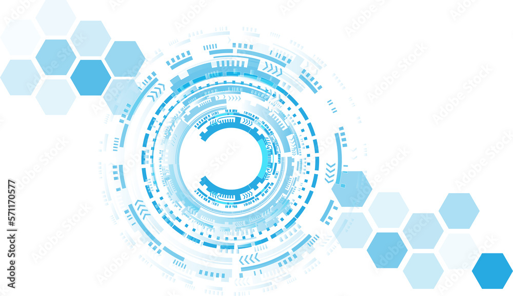 Poster abstract blue computer technology background with circuit board and circle tech.illustration for ele