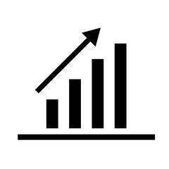 Growth graph silhouette icon. Growing chart. Vector.
