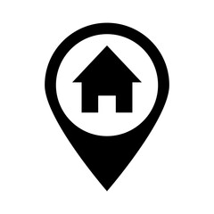 House map pin silhouette icon. Location of the house. Vector.